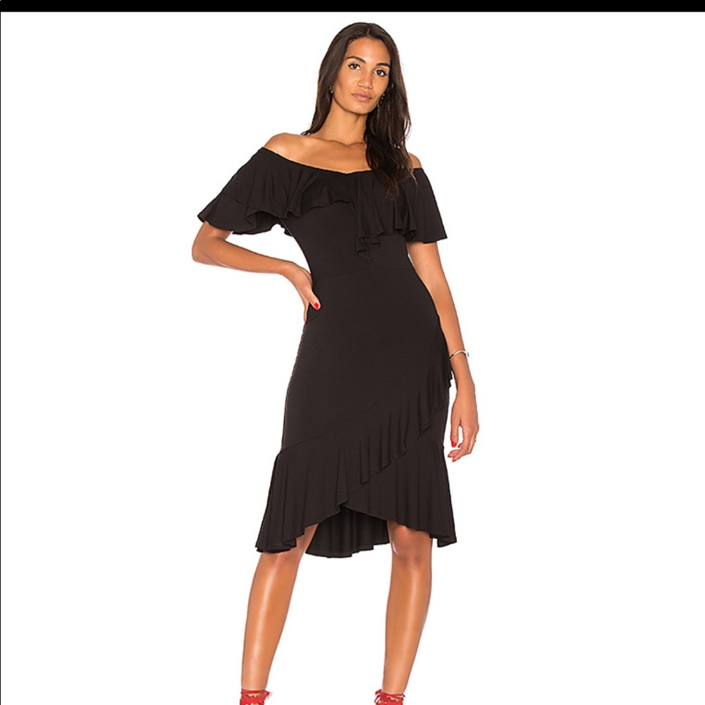 Revolve Black Ruffle Dress - Picture 2 of 6